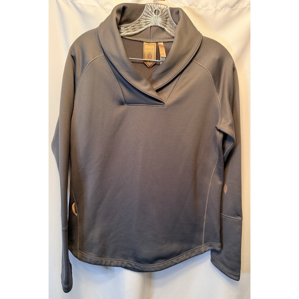 Indygena Women's Shawl Collar Sweatshirt Size Medium Gray Scoop Hem Casual
